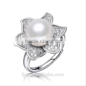 925 Sterling Silver Earring and Ring Pearl Jewerlry Set thumbnail-2
