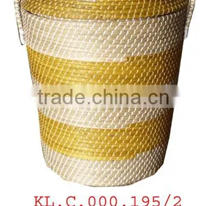 High Quality Best Selling 2016 Water Hyacinth Round Coloful Storage Basket With Cap thumbnail-1