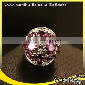 Purple Crystal Ring Diamond Napkin Ring, Crystal Stone Rings thumbnail-5