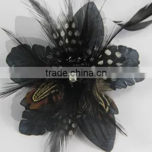 Girls Black Bulk Brooch Clip Hair Bow Clips Feather Brooch Pin thumbnail-1
