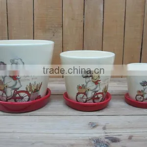DFC New Chef Design Ceramic Set of Three Flower Planter thumbnail-1