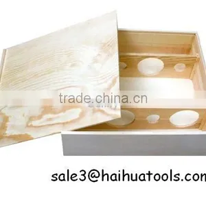 Pine WOOD Wine Box Screen-print Logo Nature Color for 4 Bottles thumbnail-1
