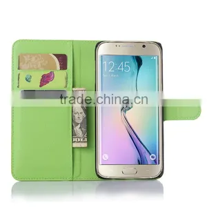 Hot Selling Ultra Thin Lichee PU Leather Case Wallet Folio Flip Cover for Samsung GALAXY S6 Edge Plus thumbnail-5