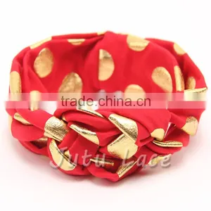 Flashing Gold Dots Bow Headband-polka Dot Hair Bow Headwrap-knotted Kids Stretchy Headwraps thumbnail-1
