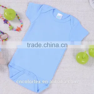 Cotton Plain Baby Romper Short Sleeve Unisex Bodysuit thumbnail-3