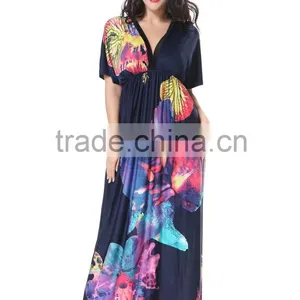 Hot Sey V Collar Beach Resort Beach Dress Code Plus Silk Dress in Summe thumbnail-5