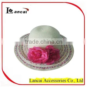 2016 Hot Sale Girls 100% Paper Fashion Straw Floral Hat thumbnail-1