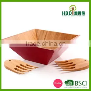 Red Bamboo Salad Bowl thumbnail-1