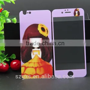 Beautiful Cartoon Mobile Phone Protective Case Front and Back Tempered Glass Screen Protector for Iphone 5 thumbnail-6