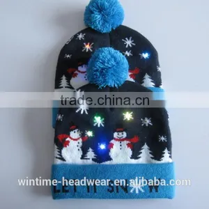 Hot Sale Knitted Christmas Hat Crochet Led Beanie Hats thumbnail-4