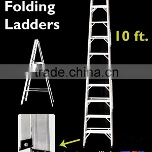 Aluminium One-Sided Folding 10 Step Ladders thumbnail-1