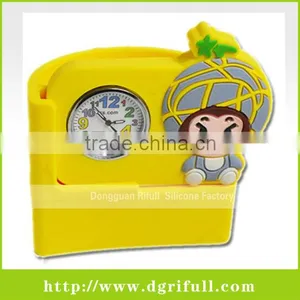 Silicone Square Pen Holder With Clock thumbnail-1