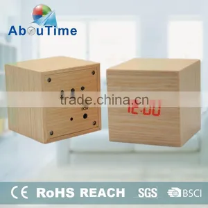 Fashion Design Cheap Cube Wooden Led Alarm Clock thumbnail-2