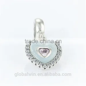 Heart Bead Landing Charms Wholesale European Charm Bracelet Necklace 100% Real 925 Sterling Silver S186 Aaa Cubic Zirconia thumbnail-2