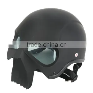 3D DOT Skull Skeleton Half Motorcycle Chopper Biker Cruiser Adult Helmet Shorty thumbnail-1