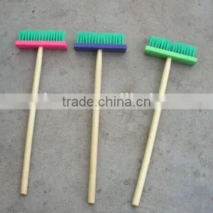 Floor Plastic Cleaning Brush With Long Wooden Handle thumbnail-1