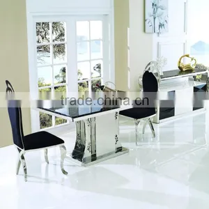 TH342 Dining Room Marble Top Stainless Steel Table for Sale thumbnail-1