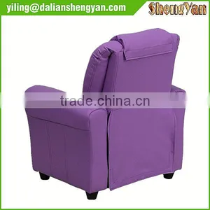 Contemporary Purple Vinyl Kids Recliner With Cup Holder and Headrest thumbnail-4