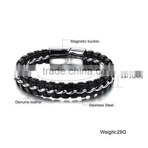 Mens Leather Bracelet Fashion Bracelets 2017 Real Cow Leather Bracelet thumbnail-3