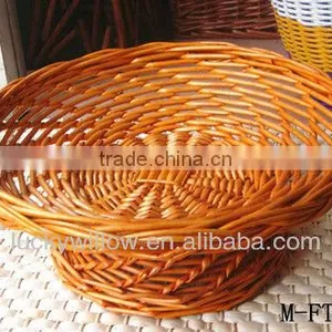 Modern Golden Yellow Wicker Fruit Tray & Wicker Fruit Plate thumbnail-1