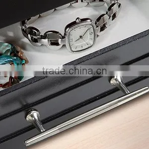 Black Leather Jewelry Box Watch Organizer Storage Case With Elegant Mirror thumbnail-2