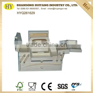 Unfinished Cheap Factory New Wooden Sewing Box thumbnail-1
