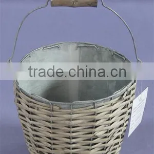 Round Metal Flower Pot With Handle thumbnail-1