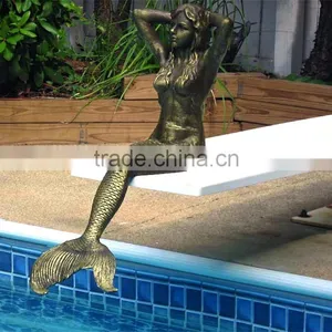 2015 Hot Sale Mordern Home Decor Bronze Cast Iron Mermaid Statue thumbnail-5