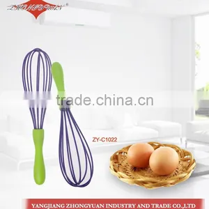 10-inch Silicone Coated Wires Egg Whisk With Green Plastic Handle thumbnail-1