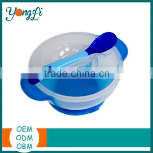 Plastic Baby Bowl/Kids Silicone Suction Feeding Bowl Cutlery Sets With Spoon and Fork thumbnail-1