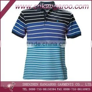 Double Mercerized Cotton Summer Striped Golf Polo Shirts for Men thumbnail-1