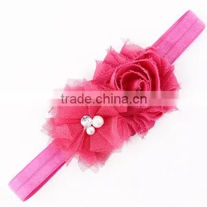 2015 Wholesale Baby Toddler Infant Flower Headband With Pearl Hair Bow Band Accessories thumbnail-3
