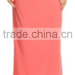 China Clothes 95% Polyester 5% Spandex Fabric Solid Long Coral Skirt Fancy Long Skirts thumbnail-2