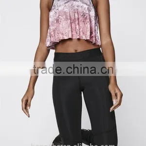 2016 Fashion Flowy Fabric Overlay Yoga Sport Bra HST8047 thumbnail-2