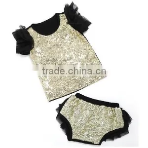 2017 Wholesale Children Boutique Clothing Baby Clothes Wear In Fall , High Quality Sequin Baby Shiny Outfits thumbnail-5