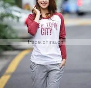 Women Tshirts 3/4 Sleeve Raglan Baseball, 100% Cotton, Sreen Printing thumbnail-1