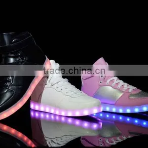 High Top PU Upper Colorful Lights Sneakers Led Shoe Stock thumbnail-1