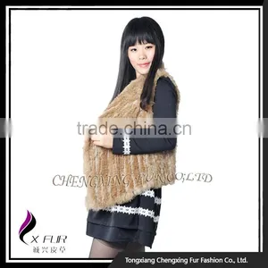 CX-G-B-192F 2016 Latest Knitted Rabbit Fur Fashion Womens Gilet thumbnail-3