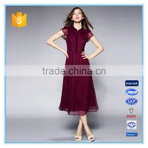 Real Silk Short Sleeves and Slim Latest Dress Designs for Ladies thumbnail-1