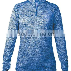 Supreme High Quality Womens 95% Polyester 5% Spandex Blend Moisture Management Antimicrobial Performance Fabric 1/4-Zip Pullover thumbnail-1