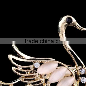 F20045N Elegant Opal Swan Brooches Fashion Brooch Pins thumbnail-2