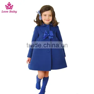 Baby Autumn Woollen Coat Single-breasted Bowknot Kids Wool Jacket Baby Cloak thumbnail-4