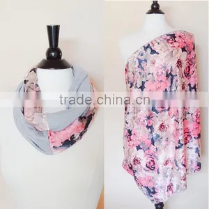 Floral Nursing Scarf - Nursing Cover Scarf - Christmas Gift for Mom - Pink Breastfeeding Cover - New Mom Gift - Baby Shower Gift thumbnail-2