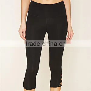 China Hot Sale Crisscross Capri Leggings Saxi Girl Cotton Yoga Pants thumbnail-3