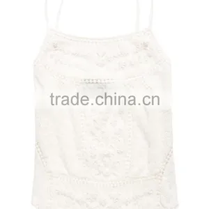 2016 Guangzhou Shandao Hot Selling New Arrivals Sexy Women Spaghetti Strap Embroidered White Lace Summer Top thumbnail-6