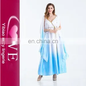 Queen Long Gown Blue And White Aqua Greek Goddess Costume thumbnail-1