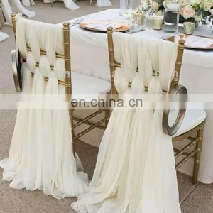 New Arrival Style White Chiffon Wedding Chair Cover Sashes thumbnail-1
