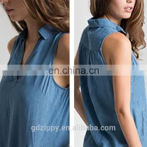 Latest Women Blue Denim Jeans Dress Denim Halter Dress Denim Dress thumbnail-6