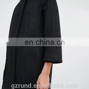 Autumn Winter Hot Sale Black Cool Fashion Women Coat, French Connection Harbour Cocoon Coat thumbnail-3