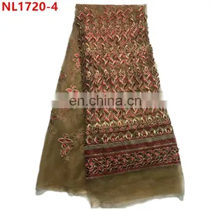 Newest French Lace Tulle Lace With Beads/high Quality Tulle Lace for African Parties thumbnail-4